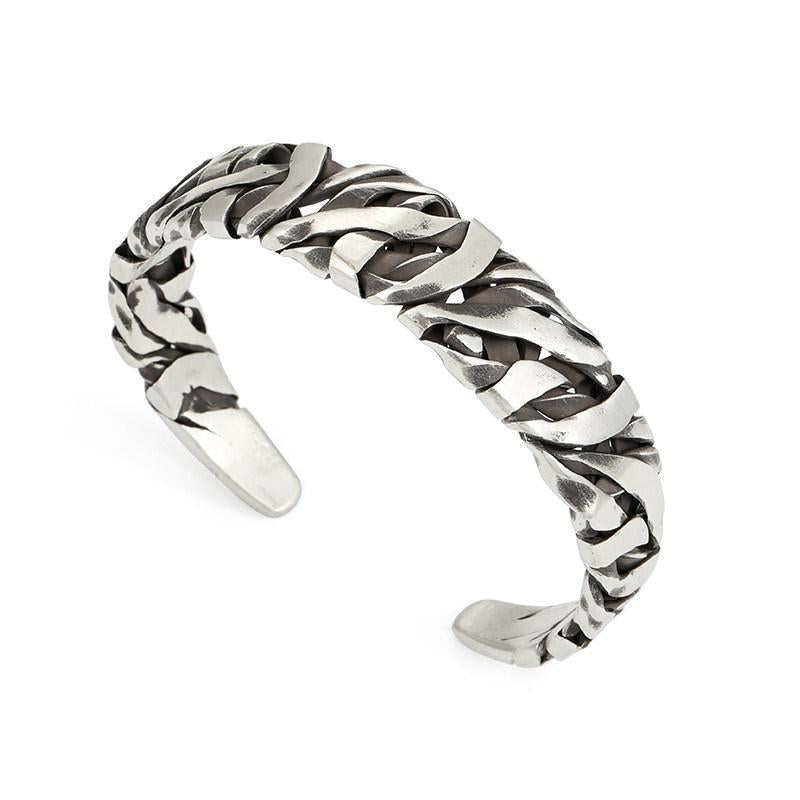 Pulsera de metal de hombres abiertos tejidos a mano al por mayor